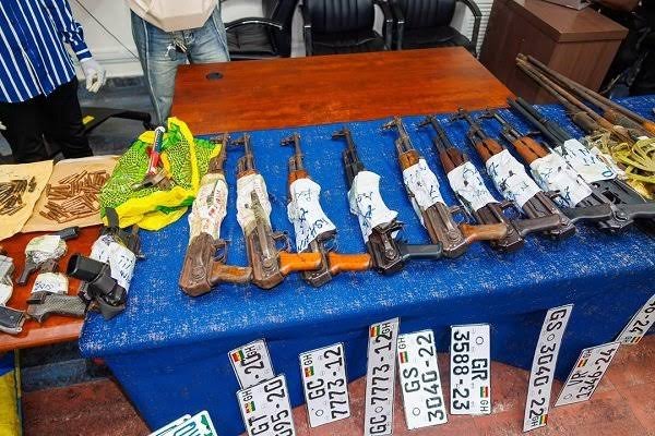 Ghana Police Weapons Trafficking Arrests: 5 Nabbed, 8 AK-47s Seized